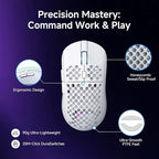 DIERYA M1 Wireless Gaming Mouse, 24000DPI, 180Hrs Battery, 16.8M RGB, 6 Programmable Buttons, Lightweight, Tri-Mode (2.4G/BT5.2/USB-C) for PC/Mac/Laptop - White