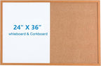 Combination Writeboard 36"x 24" Magnetic Whiteboard & Cork Board Dry Erase Board Bulletin Board Wall Mounted Wood Frame