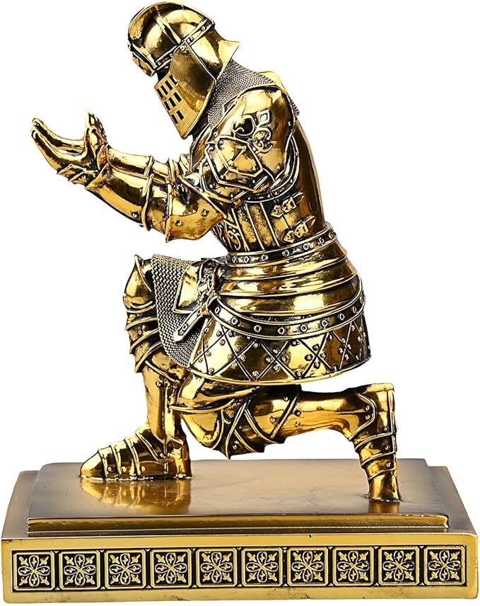 King's Guard Knight Pen Holder Pen Stand Desk Organizers and Accessories Resin Pencil Holder as Gift with a Metal Sword Letter Opener for Office and Home (Bronze(Plating))