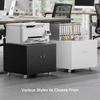 Warmiehomy Metal Printer Stand with Storage Mobile Printer Tables for Small Spaces with Door Adjustable Shelf White File Cabinet on Wheels for Home Office