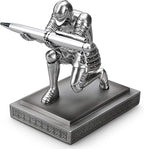 Knight Pen Holder Pen Stand Desk Organizers and Accessories Resin Pencil Holder as Gift with a Fancy Pen for Office and Home Desk Organizer (Silver)