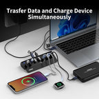 FIDECO Powered USB Hub, 7 Port USB 3.2 Gen 2, 10Gbps Fast Data Hub for iPhone 16/15 and Laptop, Aluminum USB Splitter with 5V 3A Power Adapter, 4 USB-A and 3 USB-C Ports, Support BC1.2 Charging