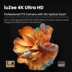 PTZ Camera 4K Conference Room Camera USB3.0/HDMI Live Streaming 12X Optical Zoom Wide Angle for Video Conferencing Church Services Education Medical Work with Zoom Webex OBS YouTube Facebook