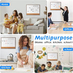 Dry Erase Calendar Whiteboard, 17" x 13" Magnetic Whiteboard Cork Board Combo, Reusable Monthly Planner with 8 Markers, Eraser, Magnets and Push Pins to Hang Dry Erase Board for Home, School - Gray