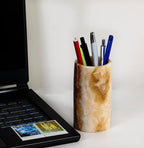 Pen Holder - Toothbrush Holder, Desk Organizer, Makeup Brush Holder, Gift for Home, Kitchen Utensil Holder, Storage Desktop, Onyx Marble, Mini Vase