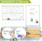 Dry Erase Calendar Whiteboard for Wall, 36" x 24" Magnetic Planner, Silver Aluminum Frame 4 Month Board for Office Home and School