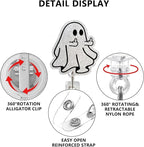Halloween Badge Reel Funny Middle Finger Ghost Designs Cute Glitter Spooky Acrylic ID Clip Badge Holder with Alligator Clip for Nurse Nursing RN CNA LPN Medical Worker & Office Staff Gift