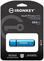 Kingston Ironkey Vault Privacy 50 USB-C 256GB Flash Drive | FIPS 197 Certified | XTS-AES 256-bit | BadUSB and Brute Force Protection | Mult-Password Option | IKVP50C/256GB