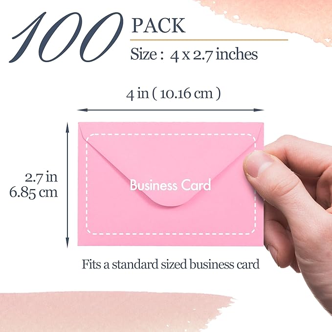 Gift Card Envelopes - Gummed 100-Count Mini Envelopes, Paper Business Card Envelopes, Bulk Tiny Envelope Pockets for Small Note Cards, 10 Colors, 4 x 2.7 Inches
