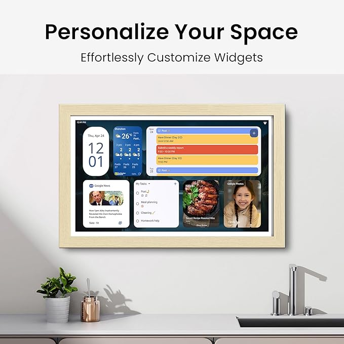 ApoloSign Digital Calendar: Electronic Calendar, Smart Touchscreen Interactive Display for Chore Chart, Family Schedules Planner, Supports All Apps via Google Play (Yellow, 15.6-inch)