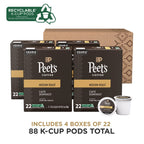 Peet's Coffee, Medium Roast Keurig K-Cup Pods - Café Domingo 88 Count (4 Boxes of 22 K-Cup Pods)