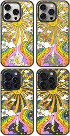 MOSNOVO Magnetic Case for iPhone 15 Pro, 10ft Military-Grade Protection, Compatible with Magsafe, Shockproof Phone Case for iPhone 15 Pro - 70's Psychedelic Groovy Art - Clear Black
