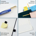 POPRUN Weekly Planner 2026 (Medium 6.5" x 8.5") Calendar 12 Months Notebook with Horizontal Layout, Leather Soft Cover, Monthly Tabs, Inner Pocket, 100GSM Thick Paper, Pen Holder - Royal Blue