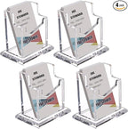 PARTSPOWER 4 Packs Acrylic Business Card Holders for Desk, Vertical Clear Business Name Card Display Stand, Desk Accessory Business Name Card Organizer (Vertical, 1-Slot)