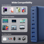 USB C Charger 200W USB C Charger Block,Upgraded GaN III 8-Port Fast Charging Station Hub,PD 65W Laptop Charging Adapter Compatible with MacBook Pro/Air,DELL,Steam Deck,iPhone 16/15/14,Galaxy S23/22