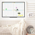 JILoffice Magnetic Dry Erase Calendar Whiteboard, 4 Month White Board Planner 36 X 24 Inch, Black Aluminum Frame Wall Mounted Board for Office Home and School