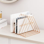 Urban Deco Triangle Desk Organizers Metal Wire Magazine Holder 7 Sections Decorative Vinyl Record Storage Office File Organizer For Desk - Rose Gold Magazine File Holder - 2 Pack