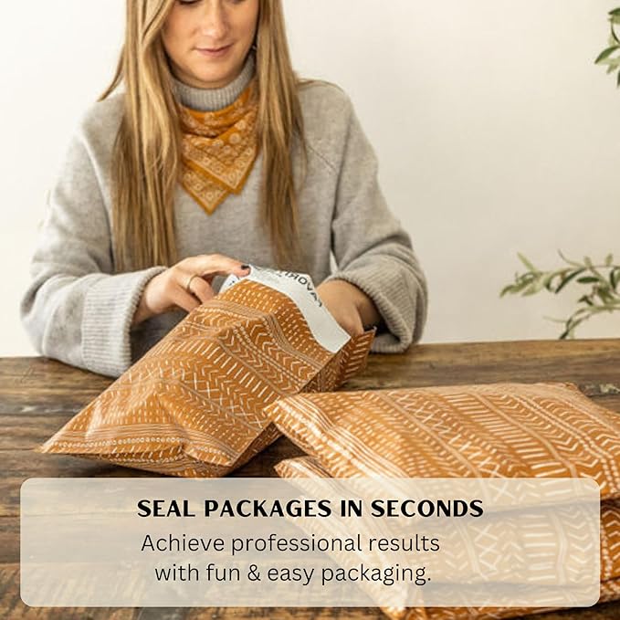 Poly Mailers 10x13 Inch 100 Pack Medium Shipping Bags Strong Thick Mailing Envelopes | Self Sealing Adhesive | Waterproof & Tear Resistant | Small Business Packaging for Clothing - Boho Brown
