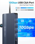 USB C Hub 14-1 USB C Docking Station Dual Monitor, with 2 HDMI+DP(4K60Hz), Ethernet, 3 USBC 10Gbps,100W PD, SD/TF 3.0, Audio, Laptop Docking Station for MacBook/Dell/HP/Lenovo ThinkPad/Surface (Grey)