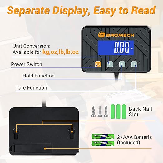 Postal Scales for Shipping Packages 440lb Heavy Duty Digital Mail Scale High Accuracy 0.35oz Postage Scale W/Separate Display, Type-C Charging for Small Business, Warehouse, Luggage, Home, Pet