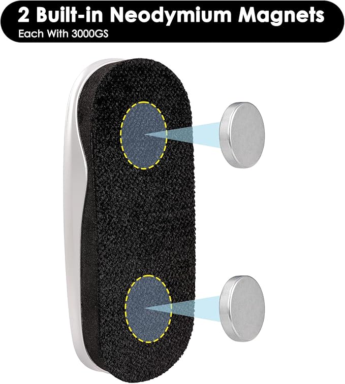 maxtek Magnetic Dry Erase Eraser for Glass White Board, 1 Pack, Built-in Neodymium Magnets