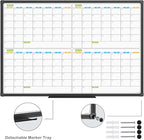 JILoffice Magnetic Dry Erase Calendar Whiteboard, 4 Month White Board Planner 36 X 24 Inch, Black Aluminum Frame Wall Mounted Board for Office Home and School