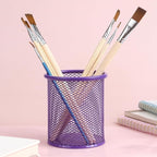 Tamaki Pen Holder Cup for Desk, Desk Organizer Wire Mesh Pencil Cup Holder for Desk Office Pen Organizer (Purple)