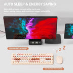 Wireless Keyboard and Mouse Combo, 2.4 GHz Wireless Full-Sized Typewriter Keyboard Mouse for Windows, Computer, Desktop, PC, Laptop (MilkTea)