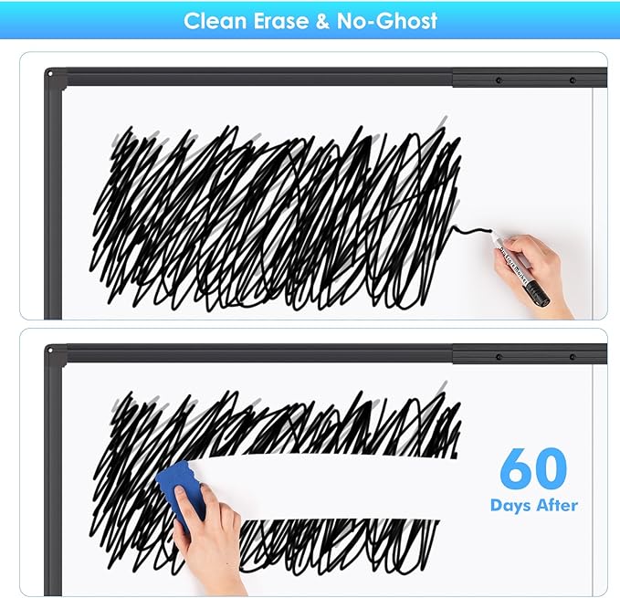 maxtek Rolling Whiteboard, 48x36 Large Magnetic White Board with Stands, Big Double-Sided White Board Dry Erase on Wheels for Homeschool, Home Office, Office, School (Black, 48 x 36)