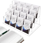 Clear Vertical Business Card Holder for Desk, Office Acrylic Business Card Display Holder Desktop Organizer Storage Cards Holders, Clear 4 Tiers 16 Pockets