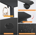 Himimi Electric Standing Desk 55 x 24 inch for Home Office,Sit-Stand Adjustable Desk with Memory Presets,Height Adjustable Desk for Gaming/Working,Free Hook, Lockable Wheels,Mouse Pad,Black