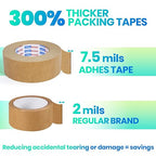 ADHES Heavy Duty Kraft Paper Tape, 7.5mil, 2 Inch x 55 Yards x 12 Rolls, Biodegradable Paper Packing Tape Writable & Uncoated Brown Packing Tape for Shipping, Moving, Sealing