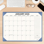 Desk Calendar 2025-2026 Large 22x17, July 2025-December 2026, 18 Months Big Desk Pad Calendar with Desktop Mat and Plastic Cover for Home Office School Planning, Blue