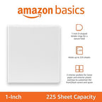 Amazon Basics 3 Ring Binder with Durable 1 Inch D-Ring and Clear Overlay for Storage and Organization, Pack of 4, White