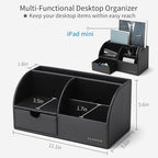 Vlando Office Supplies Desk Organizer Caddy, Desktop Hanging File Letter Document Storage Holder with Drawer Organizer Section for Office Home (Black)