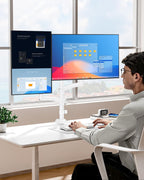 Dual Monitor Stand for Desk, Taller Monitor Arms for 2 Screens up to 32 inch, Ergonomic Adjustable Gas Spring Double Computer Monitor Mount, Holds 4.4-22lbs, VESA 75/100mm, White, Freelift