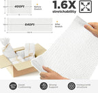 Honeycomb Packing Paper, 12"x400' White | Perforated Honeycomb Packing Paper Recyclable Moving Supplies for Shipping & Moving | Plastic-Free Alternative to Bubble Cushion Wrap with 36 Fragile Stickers