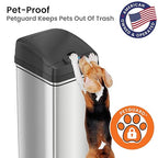 iTouchless 13 Gallon Dog Proof Trash Can with Odor Filter, Motion Sensor Stainless Steel Kitchen Trashcan Garbage Bin for Home Office Work Bedroom Living Room Garage Large Capacity Slim Wastebasket