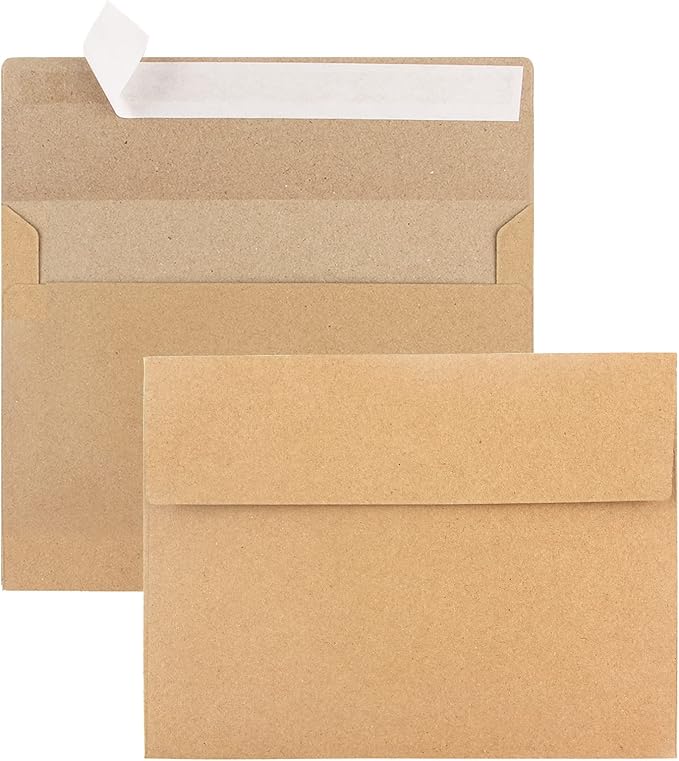 100 Pack Kraft Envelopes,A4 Envelopes,4x6 Envelopes for Invitations,Wedding, Baby Shower,Brown Kraft Envelopes for Personalize Gift Cards, Birthday Party