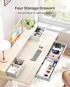 ErGear Electric Standing Desk with 4 Drawers, 55" x 30" Height Adjustable Desk with Storage, C-Clamp Mount Compatible, Computer Home Office Table with Cable Management Tray, Natural