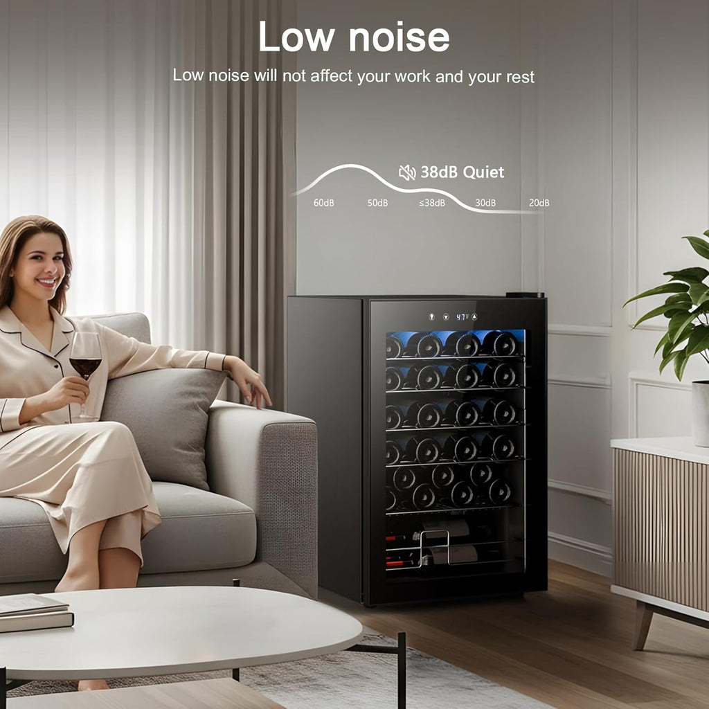 Antarctic Star Wine Cooler Refrigerator, Freestanding Wine Fridge with Adjust Temperature（32°F- 61°F）, 4.5 Cu.Ft Mini Fridge for home/bar/office, Black