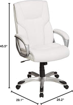 Amazon Basics Executive Home Office Desk Chair with Padded Armrests, Adjustable Height and Tilt, Rolling Swivel Chair, 275 Pound Capacity, White and Pewter