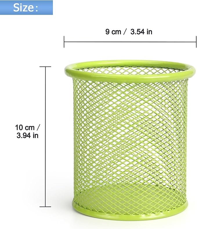 Tamaki Pen Holder Cup for Desk, Wire Mesh Pencil Cup Holder for Desk Office Pen Organizer (Green)
