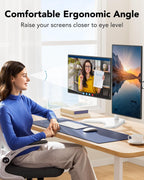 HUANUO 32 inches Dual Monitor Stand up to 17.6lbs, High-Grade Aluminum Free-Standing Dual Monitors Mount for 2 Screens. Fully Adjustable Dual Monitor Stand for Desk with Tilt, Swivel, Rotation, White