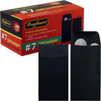 200 Pack #7 Black coin envelope 3.5 x 6.5 inches Kraft Envelopes Classic Small Parts Envelopes with Self Adhesive Gummed Flap for Coins Cash Credit Cards Seeds