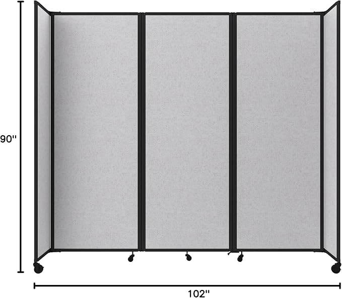 Versare Room Divider 360 Portable Wall Partition | Folding Panels | Large Freestanding Divider | Locking Wheels | Temporary Room Separator
