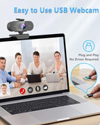 2K Webcam for PC Mac Laptop with Microphone,Full HD Web Cam for Streaming with Privacy Cover Sliders,USB C Web Camera for Desktop Computer Monitor,External Small Best Webcam For Microsoft Teams Gaming