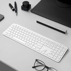 Keychron B6 Pro Ultra-Thin Wireless Keyboard, Full-Size ZMK with Numeric Keypad Quiet Typing, 2.4 GHz/Bluetooth 5.2/Wired Connection Long Battery Life, Compatible with Mac Windows Linux - Ivory White