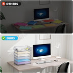 Marbrasse 6 Tier Paper Organizer Letter Tray - Mesh Desk File Organizer with Handle, Paper Sorter for Letter/A4 Office File Folder Holder - Grey