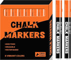 SILENART Chalk Markers - Vibrant 8 Pack - Dry Erase Markers Pen - Liquid Chalk Markers for Blackboard Chalk Board Windows Glass Acrylic Calendar Board - Erasable Chalk Marker (Orange)
